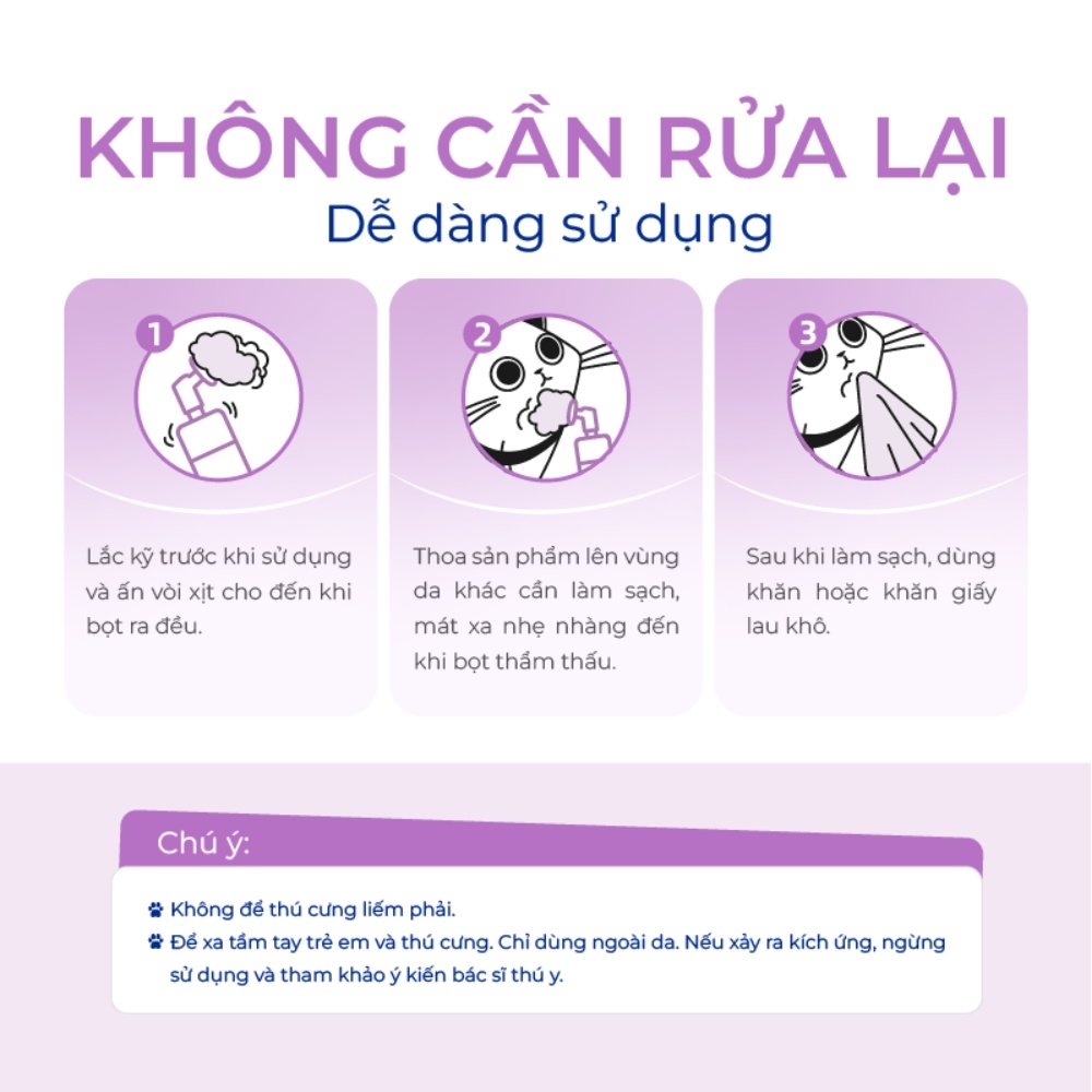Sữa tắm khô cho chó mèo DR.VET