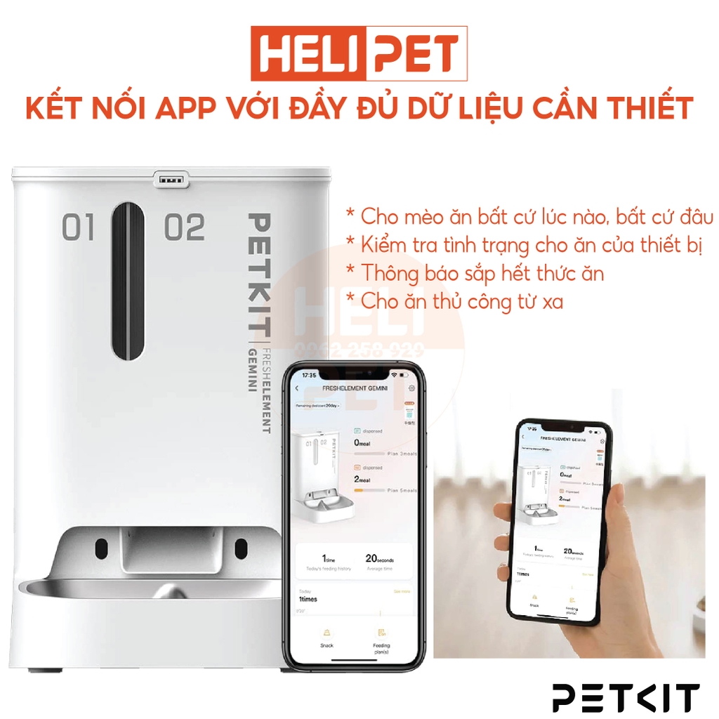 Máy Ăn Tự Động PETKIT  Fresh Element GEMINI 2 ngăn 5L cho chó mèo