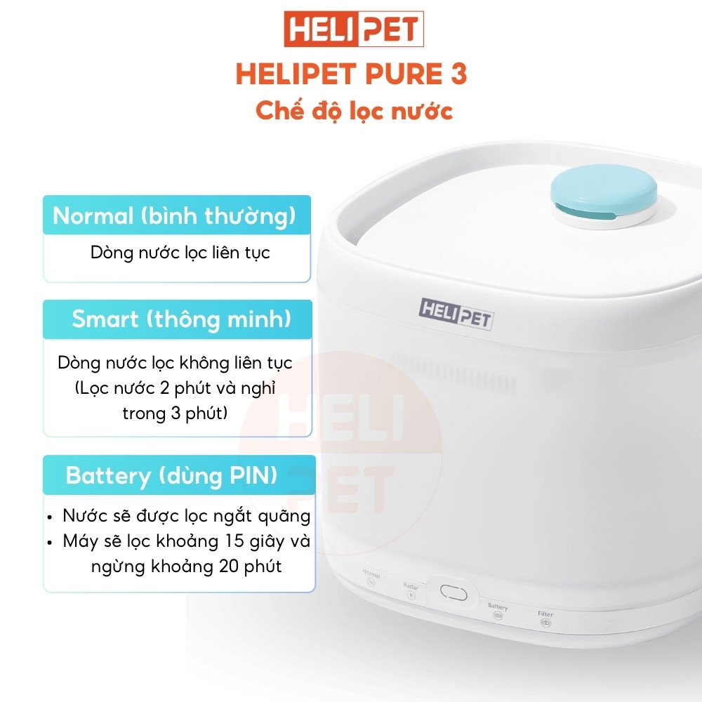 Máy lọc nước HELIPET PURE 3 (P3) - Bơm không dây