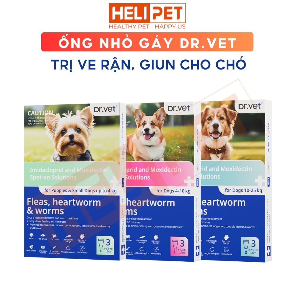 Thuốc nhỏ gáy trị ve rận và giun DR.VET cho chó
