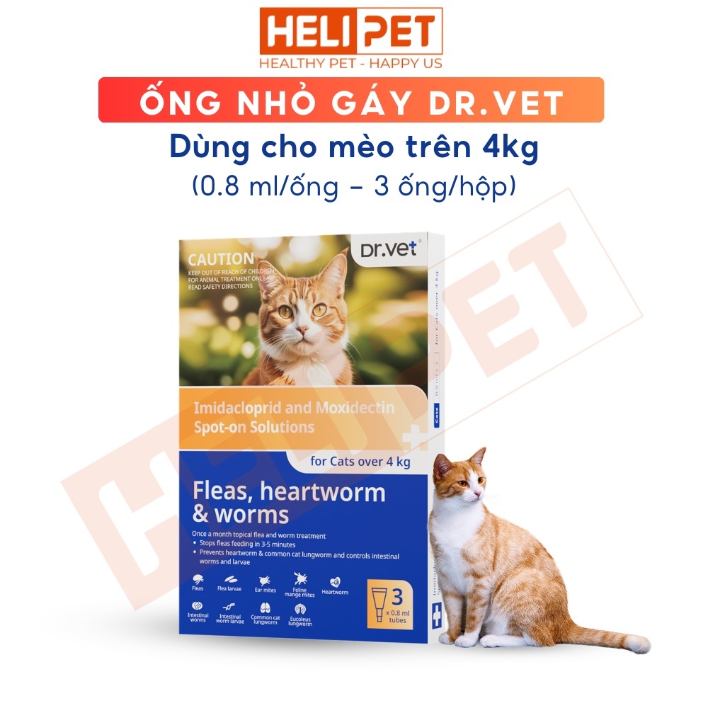 Thuốc nhỏ gáy trị ve rận và giun DR.VET cho mèo