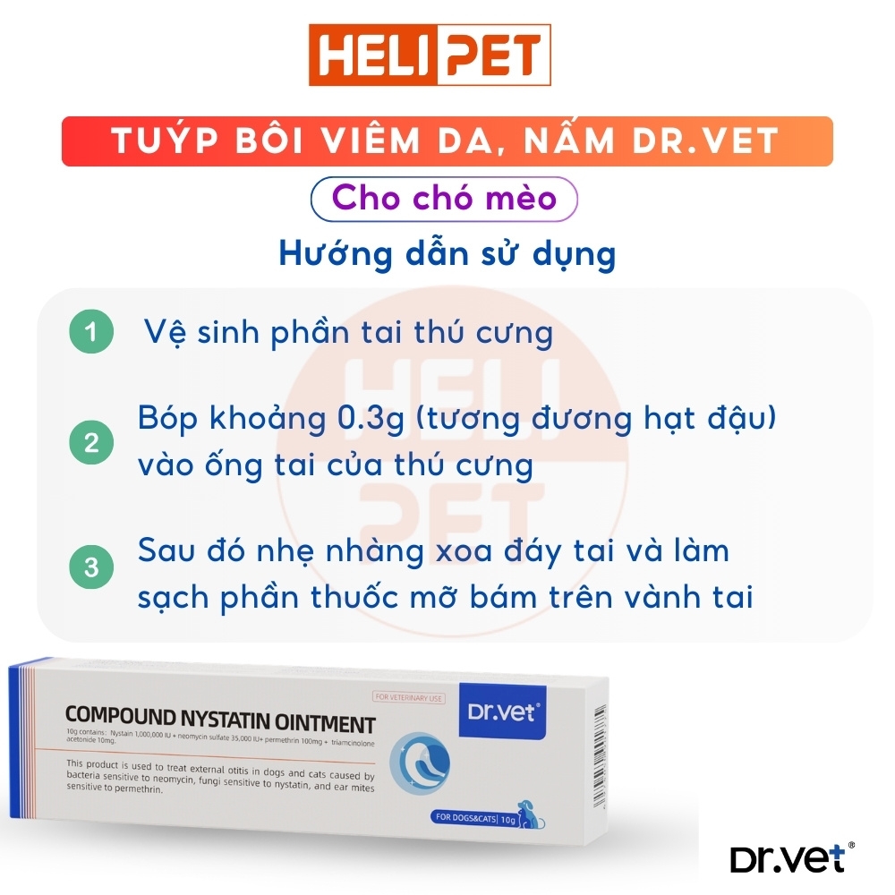 Thuốc mỡ trị viêm tai, nấm tai cho chó mèo DR.VET