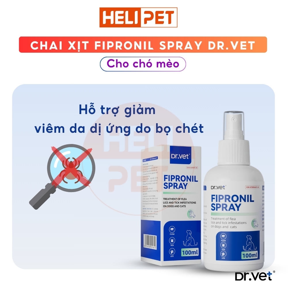 Thuốc xịt FIPRONIL trị ve, rận cho chó mèo Dr.VET