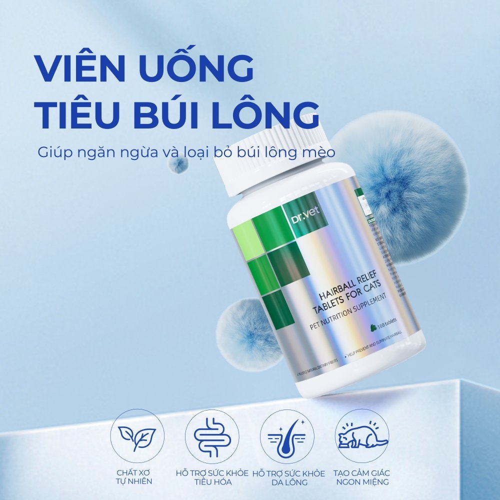 Viên tiêu búi lông cho mèo DR.VET (180 viên)