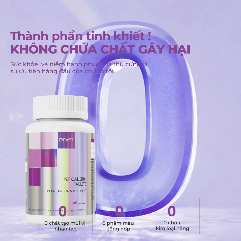 Viên bổ sung canxi cho chó mèo DR.VET (200 viên)