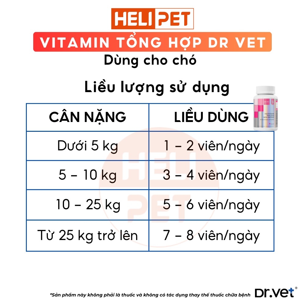 Vitamin tổng hợp cho chó DR.VET chứa Lentinan (200 viên)