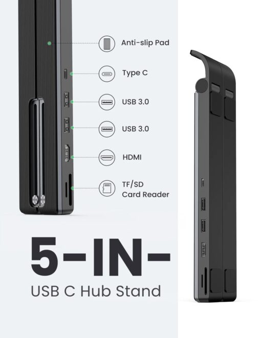 Giá đỡ laptop Kiêm Bộ chuyển đổi 5 in 1 USB type C ra HDMI TF/SD, 2x USB A 3.0 CM359 UGREEN 80551
