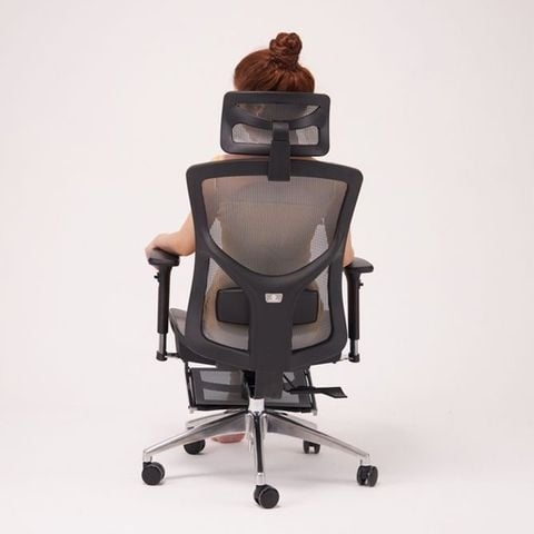 Ghế Công thái học Xiaomi Manson Vera (Có kê chân, Lưới Wintex, Đen/Xám)