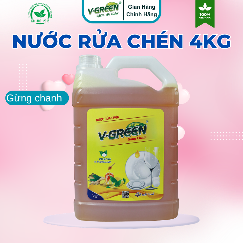 Rửa chén khử mùi tanh Gừng Chanh, Thiên Nhiên, Quế 4Kg