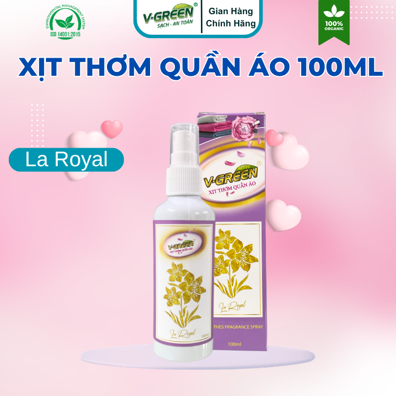 Xả Vải khô/ Xịt Thơm Quần Áo hương Garden, Romantic, Roshi-Tara, La Royal 100ml