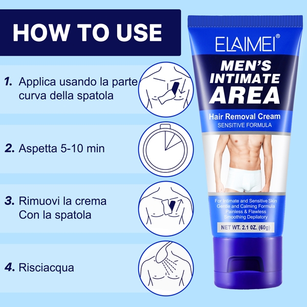 Kem tẩy lông thô trên cơ thể nam giới Elaimei Hair Removal Cream For Men's Intimate Area