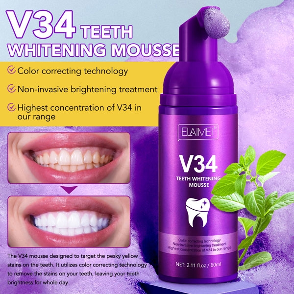 Tinh chất giúp trắng răng tự nhiên, không ê buốt Elaimei V34 Teeth Whitening Mousse