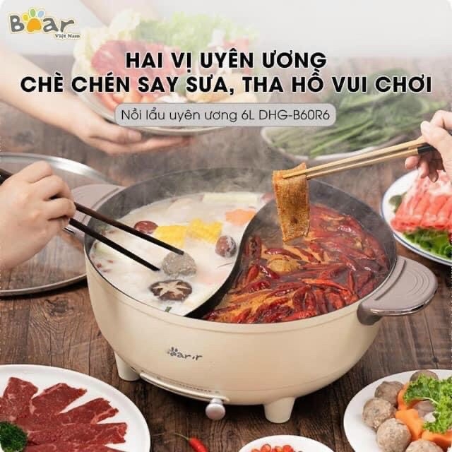 Nồi Lẩu Điện Uyên Ương 2 Ngăn Bear DHG-C50K1 - Hàng Quốc Tế - BH 18 Tháng