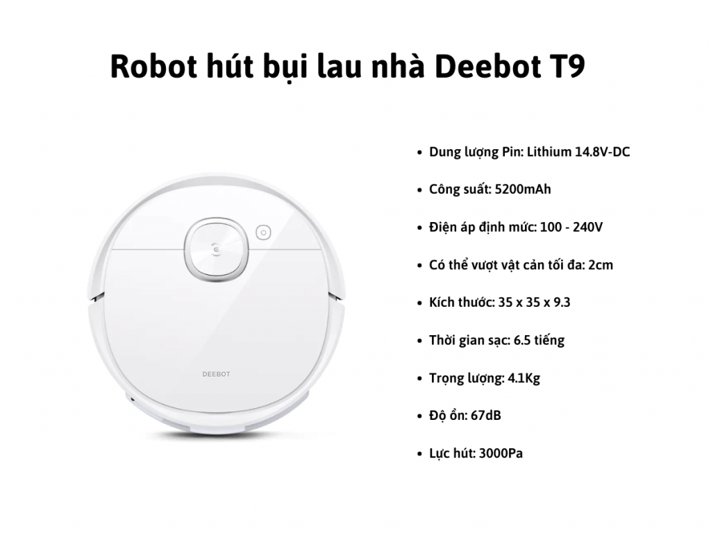 Robot Hút Bụi Lau Nhà Ecovacs Deebot T9 - Phiên bản Quốc Tế