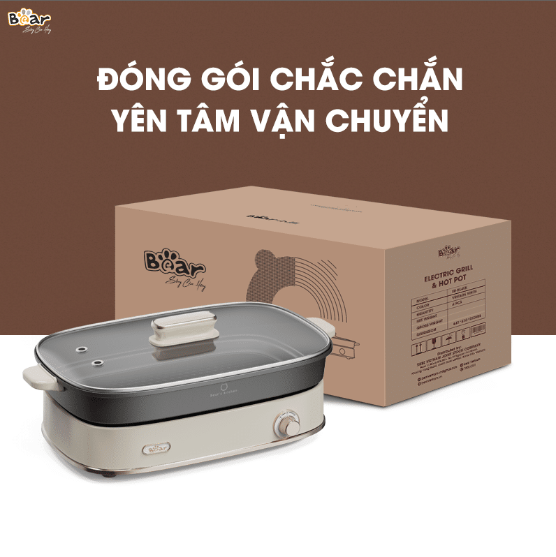 Nồi Lẩu Đa Năng Bear 4,5L 6 Chiên Nướng Lẩu Nấu Hầm Ninh SB-NL45K