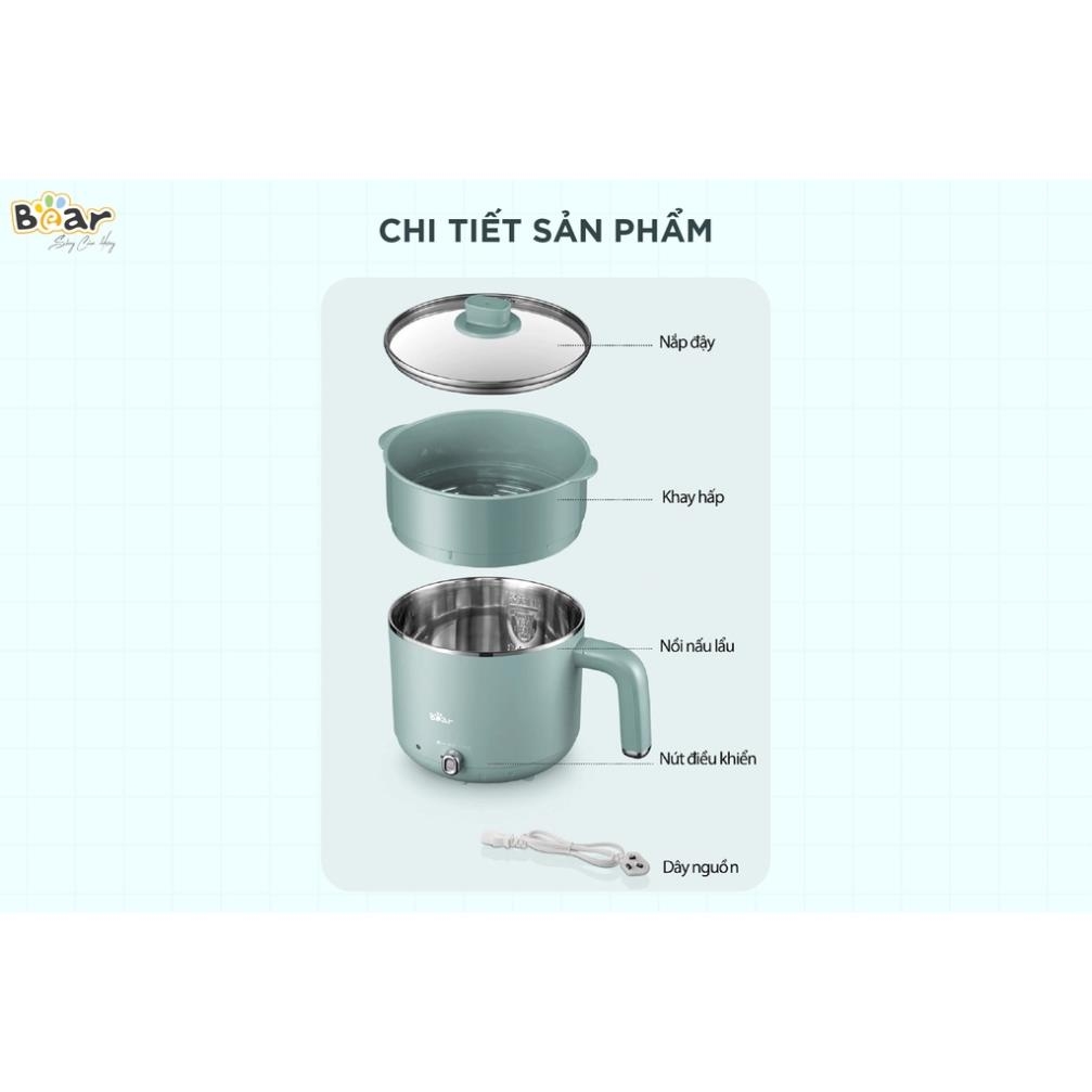 [Quốc Tế] - Nồi Điện Đa Năng Mini, Nồi Lẩu Điện BEAR DRG-D12M5 Dung Tích 1.2L, Công Suất 600W - Bảo Hành 18 Tháng