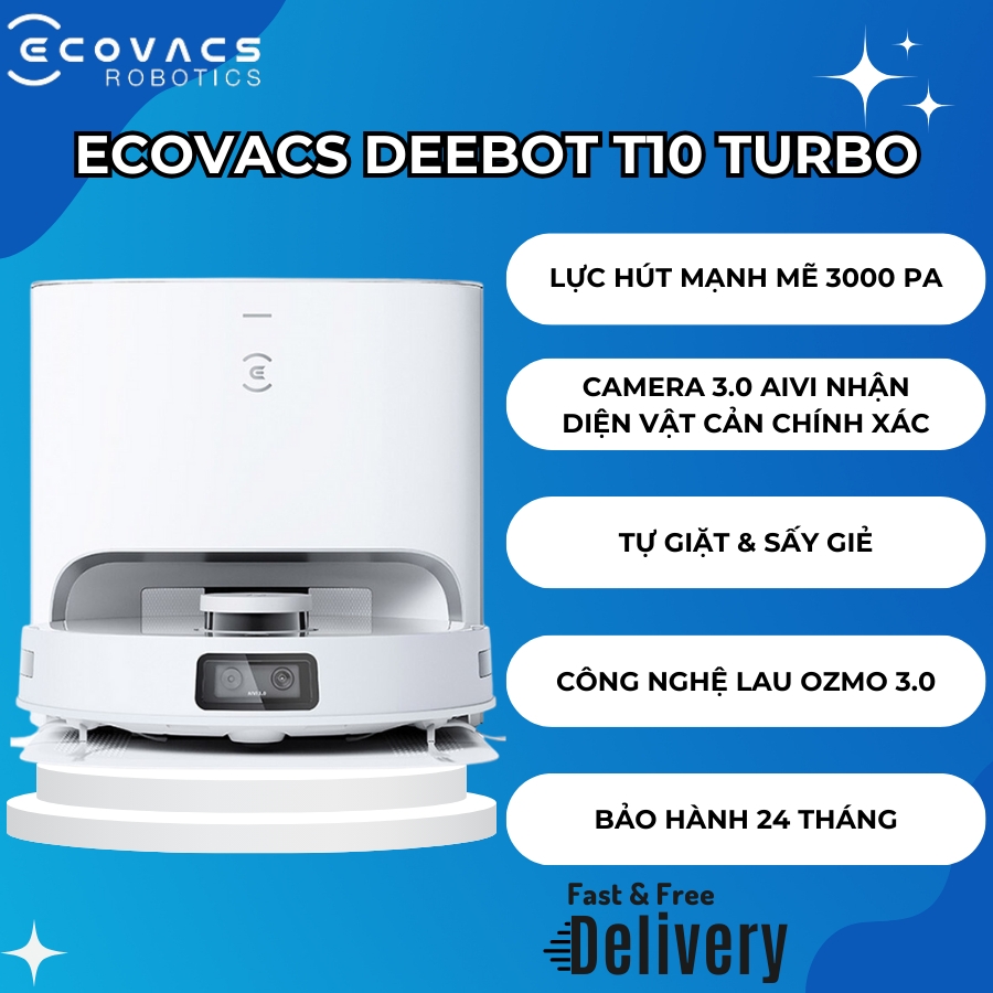 Robot hút bụi lau nhà Ecovacs Deebot T10 Turbo - Bản Quốc Tế