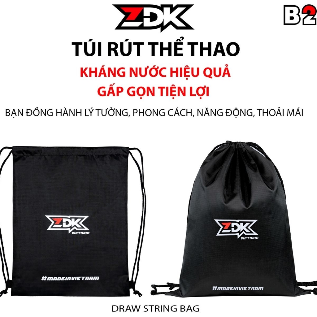 Túi dây rút thể thao ZDK B2 là phụ kiện lý tưởng mang đến phòng gym, đủ chỗ cho đồ tập mà vẫn gọn nhẹ, thời trang.