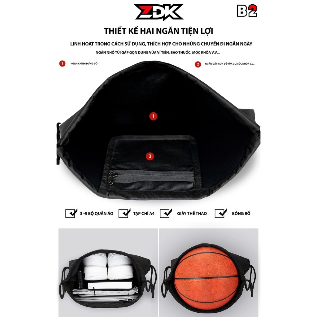 Học sinh, sinh viên dùng túi ZDK B2 để mang đồ dùng thể dục thể thao đến trường gọn nhẹ, tiện lợi và hợp thời trang.