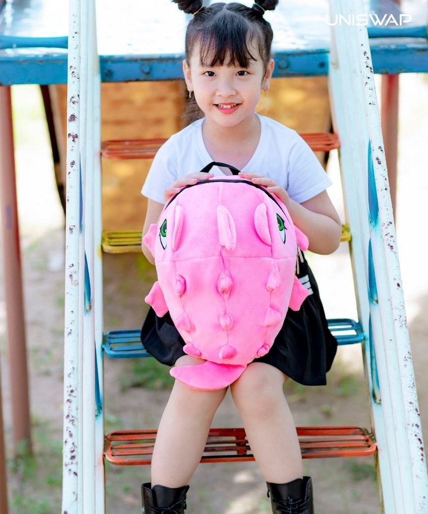 Balo UNISWAP khủng long màu hồng