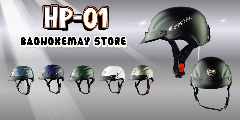 Banner Mũ Bảo Hiểm Nửa Đầu HPPRO HP01 Trắng Bóng 