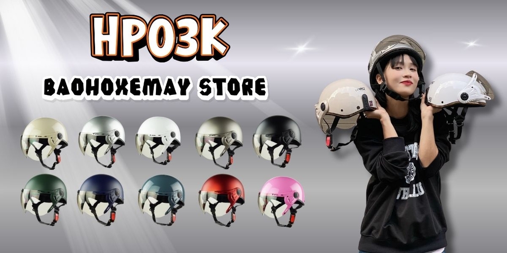 Banner Mũ bảo hiểm HP03K xanh lính nhám có kính