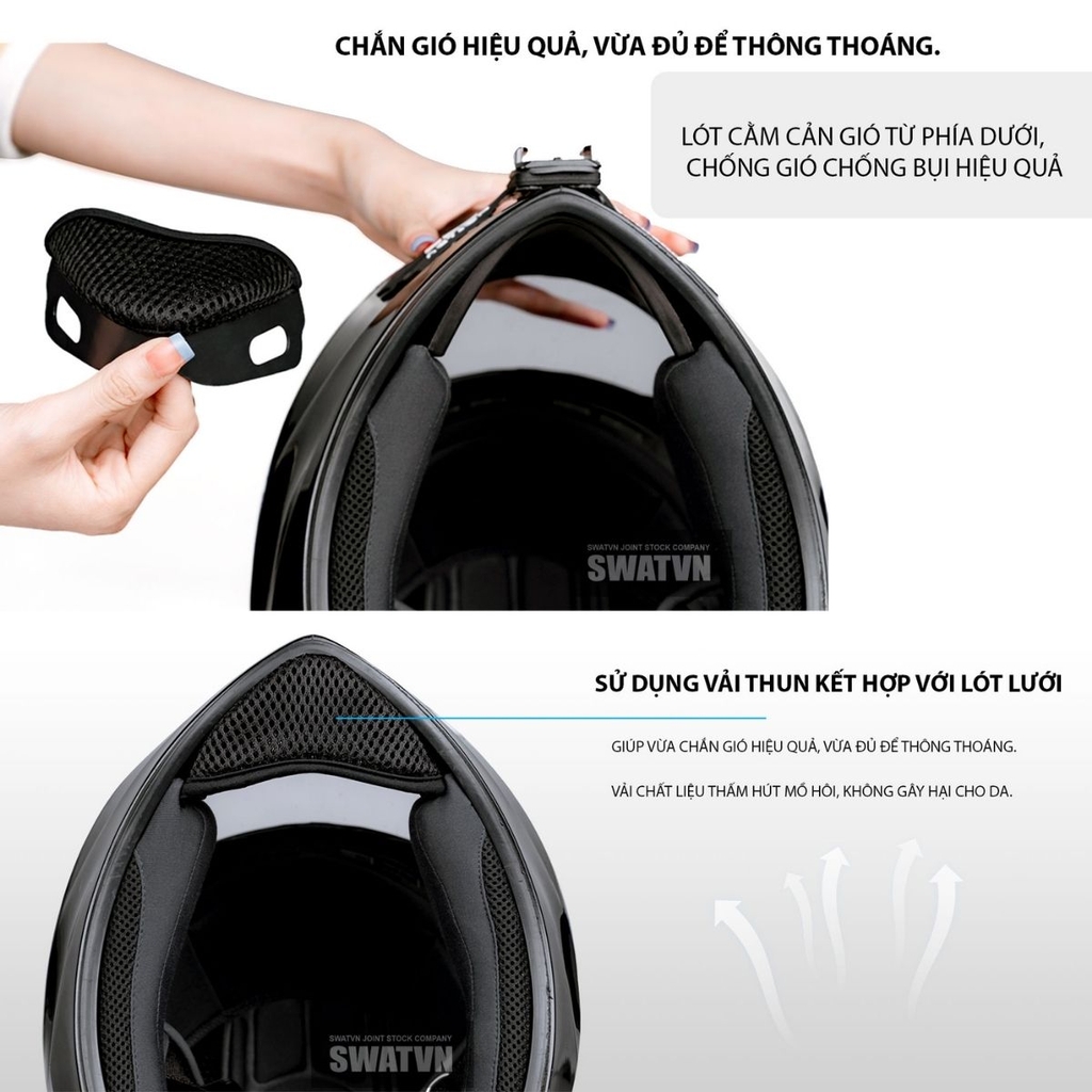 Thiết kế linh hoạt, dễ tháo lắp mọi loại nón