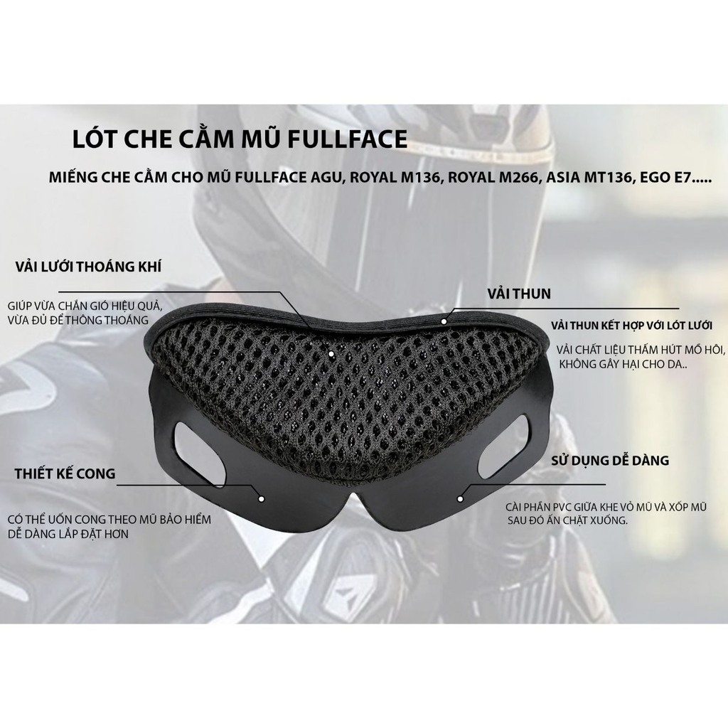 Tương thích nhiều thương hiệu mũ fullface phổ biến