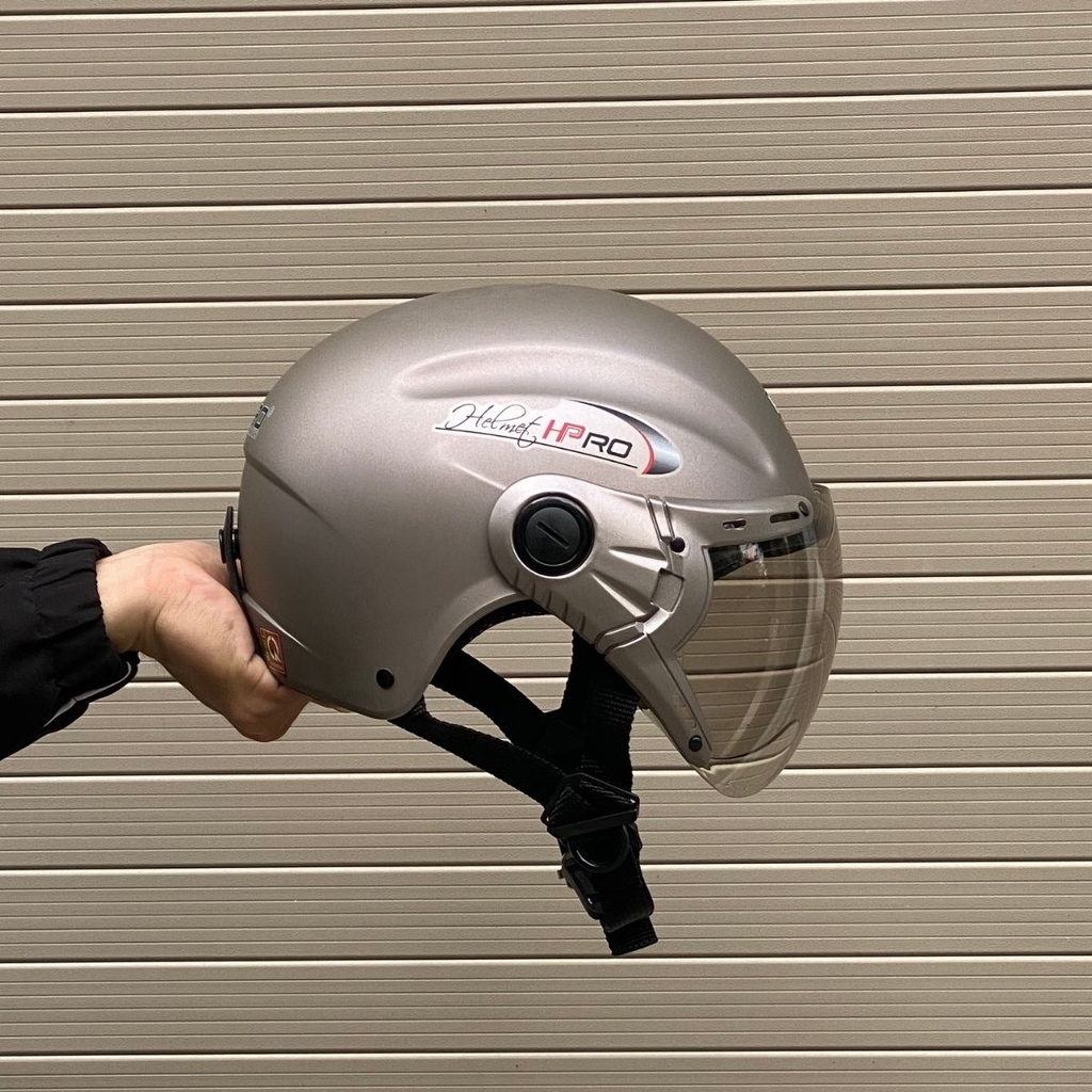 Mũ bảo hiểm HP01K xám titanium nhám chụp thực tế