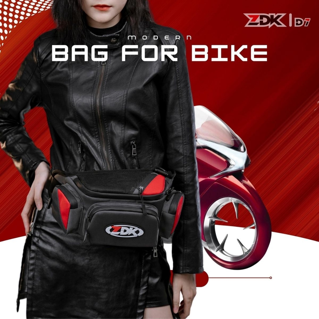 Túi đeo chéo ZDK D7 xám đỏ kiểu dáng năng động cho biker