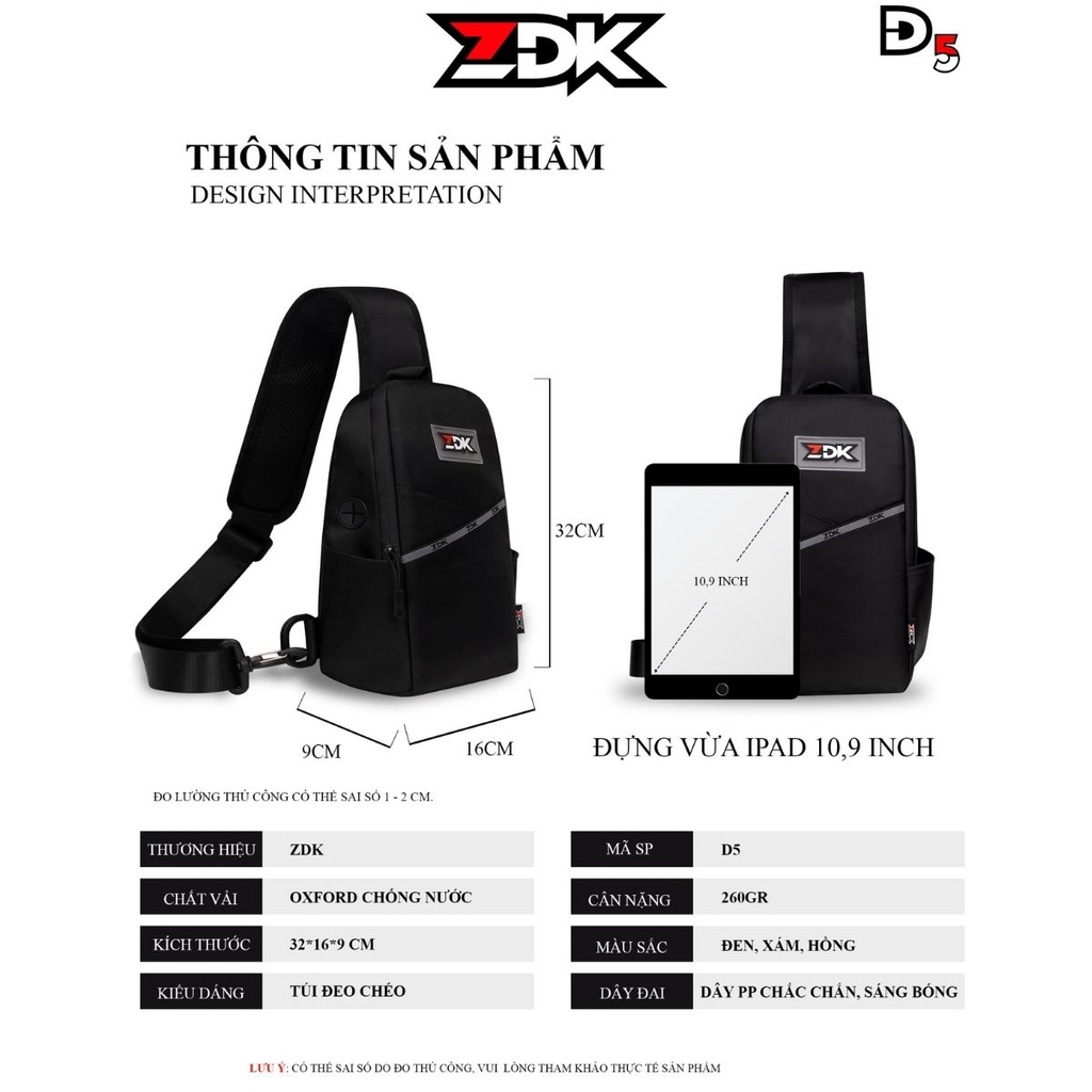 kích thướt túi zdk d5