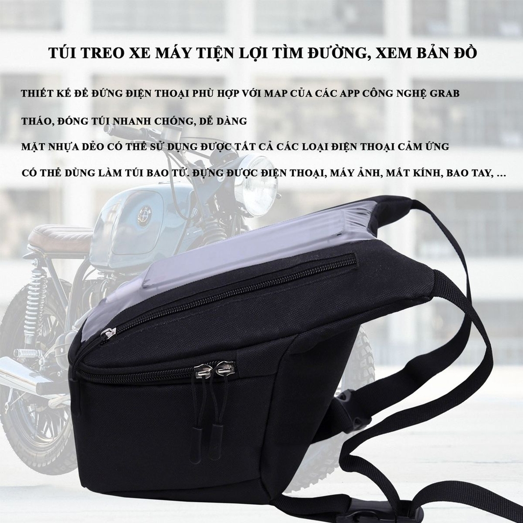 Túi gắn chắc chắn trên đầu xe, phù hợp mọi dòng xe số và xe ga.