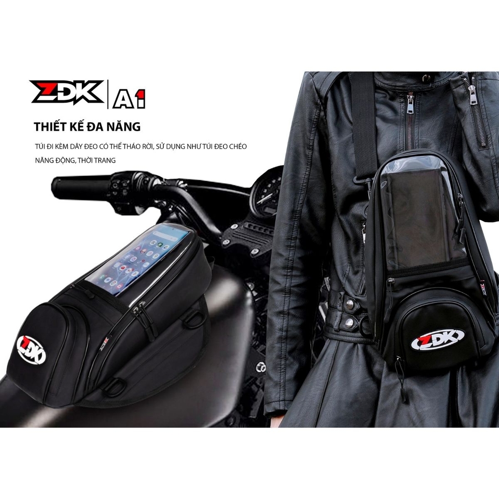 túi zdk a1 thiết kế đa năng, vừa treo bình xăng vừa có thể đeo
