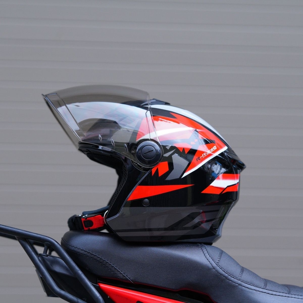 Mũ bảo hiểm 3/4 đầu Royal XH01 tem Racing đỏ – Chính hãng, Chuẩn CR Việt Nam, Freeship toàn quốc