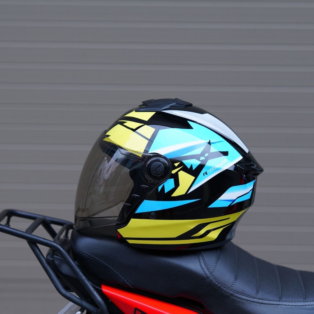 Mũ bảo hiểm 3/4 đầu Royal XH01 tem Racing đen xanh – Chính hãng, chuẩn CR Việt Nam, Freeship toàn quốc