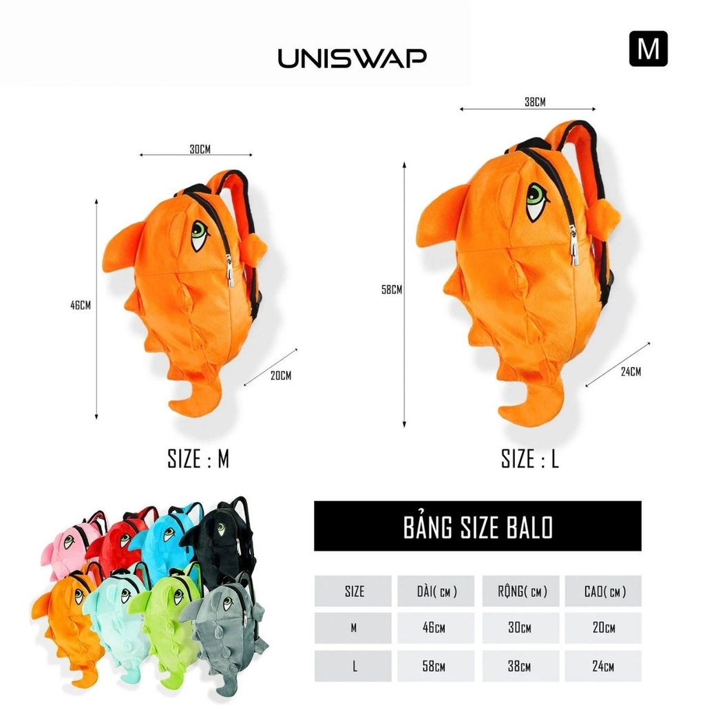 Balo Khủng Long Trẻ Em UNISWAP Size M Form Nhỏ Gọn, Dễ Thương