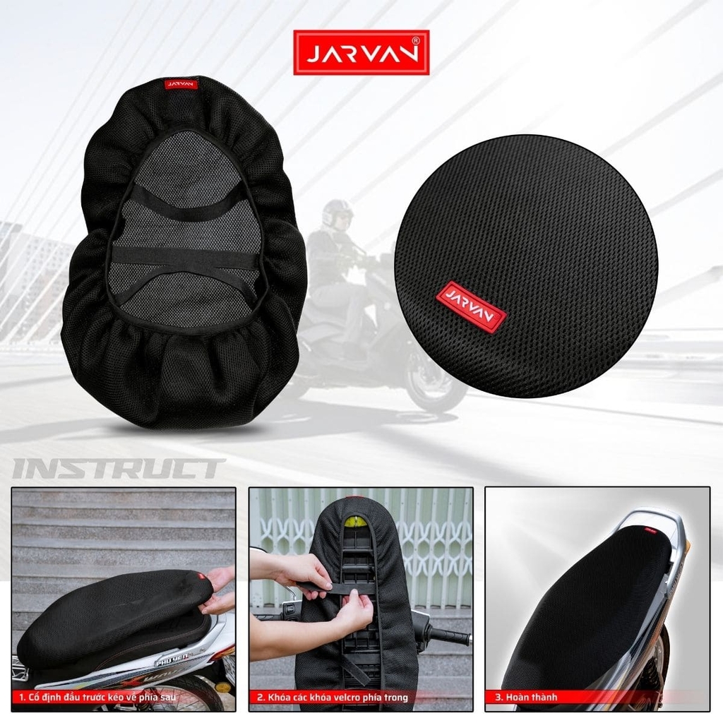 Bọc Yên Xe Máy JARVAN – Vải Lưới 3 Lớp Thoáng Khí, Êm Ái, Chống Thấm Nhẹ