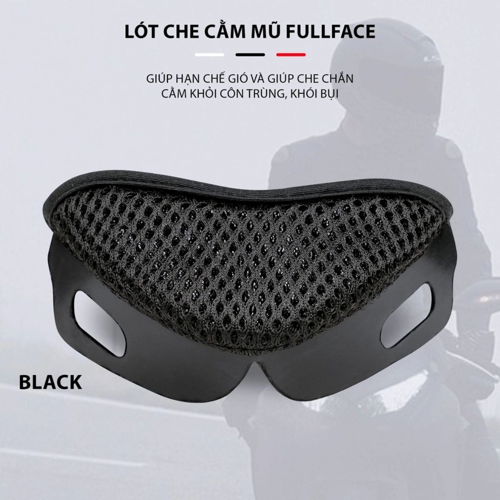 Lót Chắn Cằm Cho Mũ Fullface – Vải Lưới Thoáng Khí, Chống Gió Bụi, Êm Ái Và Dễ Lắp Đặt