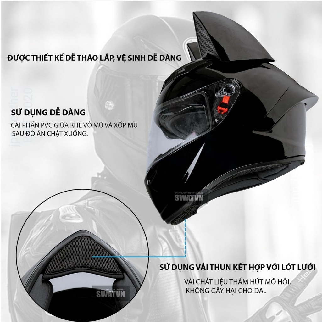 Lót Chắn Cằm Cho Mũ Fullface – Vải Lưới Thoáng Khí, Chống Gió Bụi, Êm Ái Và Dễ Lắp Đặt