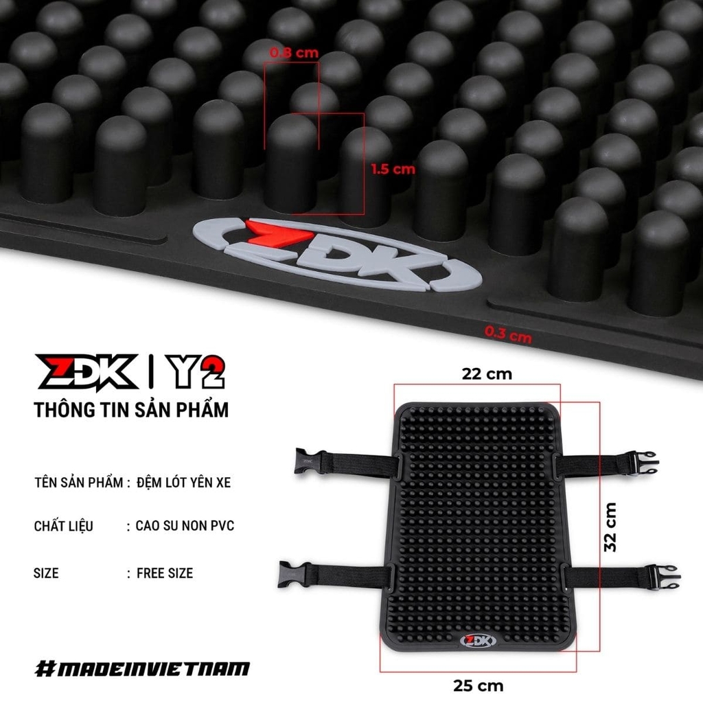 Đệm Cao Su ZDK Y2 - Lót Yên Xe Sau Êm Ái, Thoáng Khí Và Chống Trượt
