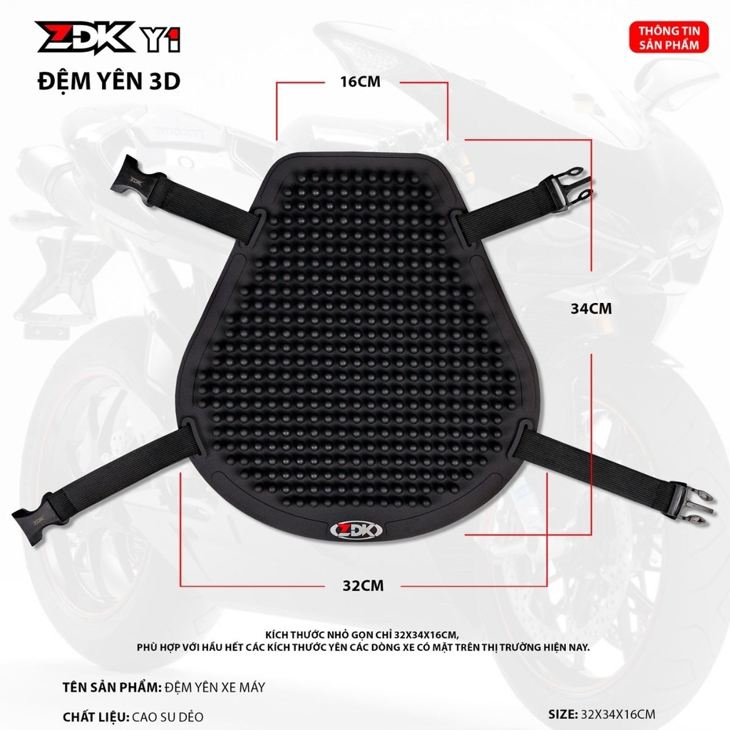 Đệm Yên Trước Xe Máy ZDK Y1 – Thiết Kế 3D Thoáng Khí, Êm Ái Và Chống Nước Tuyệt Đối