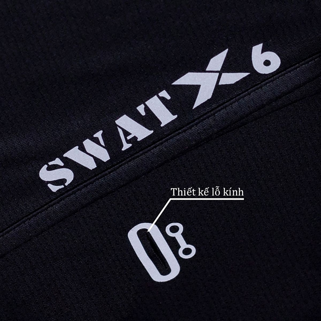 Khăn Trùm Ninja SWAT X6 – Vải Kim Cương Cotton Polyester Spandex, Lỗ Xỏ Kính Tiện Lợi, Logo Phản Quang, Chống Nắng Và Tia UV