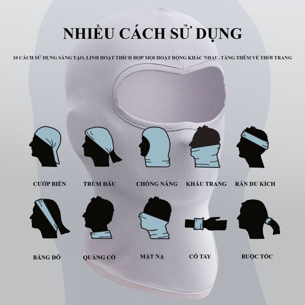 Khăn Trùm SWAT Basic – Vải Lưới Spandex Co Giãn 4 Chiều, Free Size, Thoáng Khí, Thời Trang