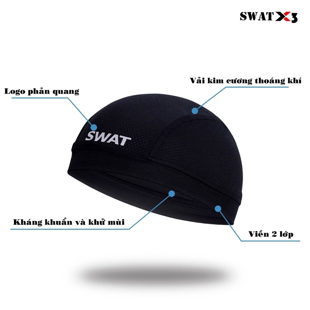 Khăn Phượt Trùm Đầu SWAT X3 Cao Cấp – Vải Co Giãn Mềm Mịn, Thoáng Khí, Thấm Hút Mồ Hôi, Phù Hợp Cho Mũ 3/4 Và Fullface