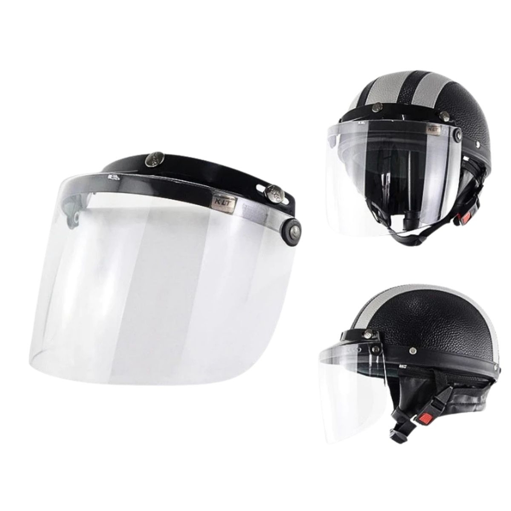 Kính Bogo KLT A36 Gắn Mũ Bảo Hiểm 1/2 & 3/4 – Kính PC Chống Trầy, Chống UV, Dễ Nâng Hạ