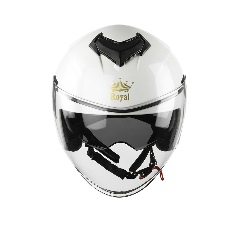 Mũ bảo hiểm 3/4 Royal M789 2 kính – Màu trắng bóng, chính hãng Royal Helmet