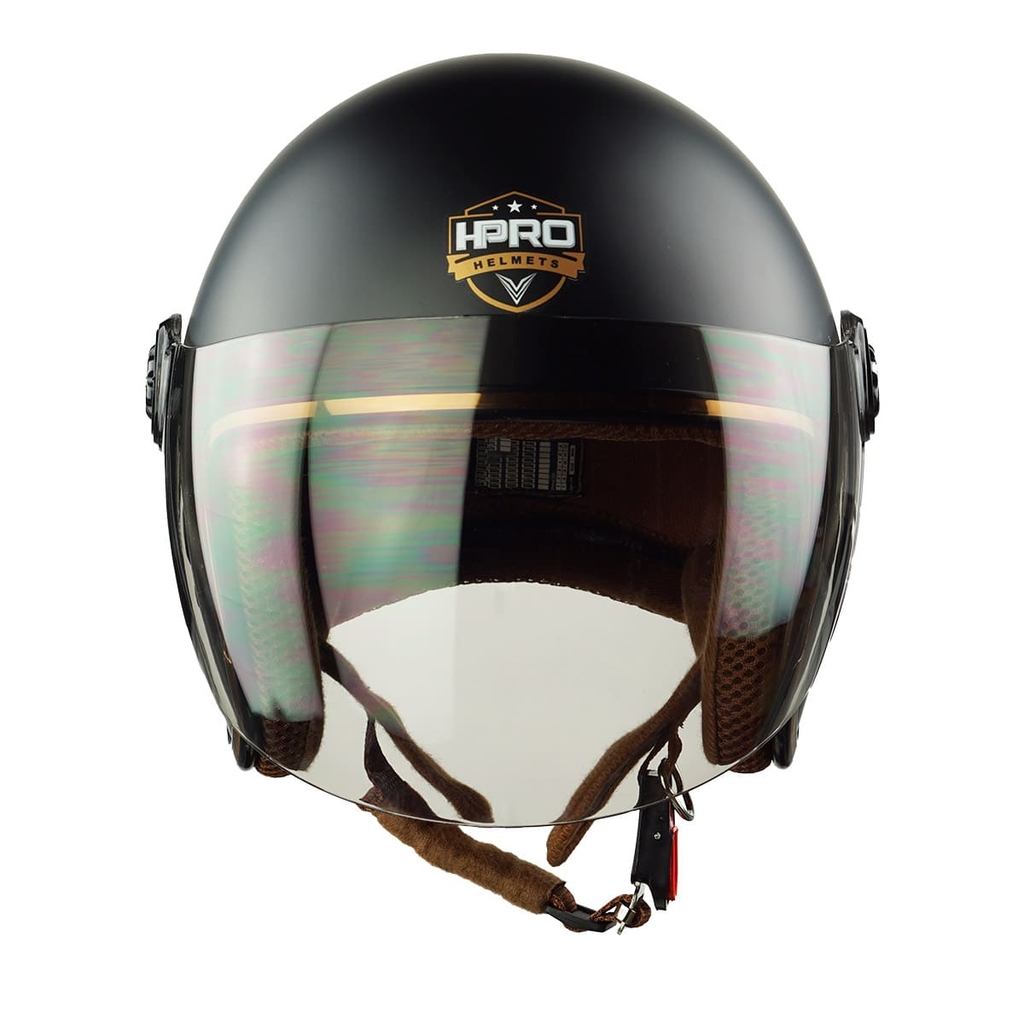 Mũ Bảo Hiểm 3/4 HP04K Có Kính – Màu Đen Nhám, Chính Hãng, Bảo Hành 24 Tháng