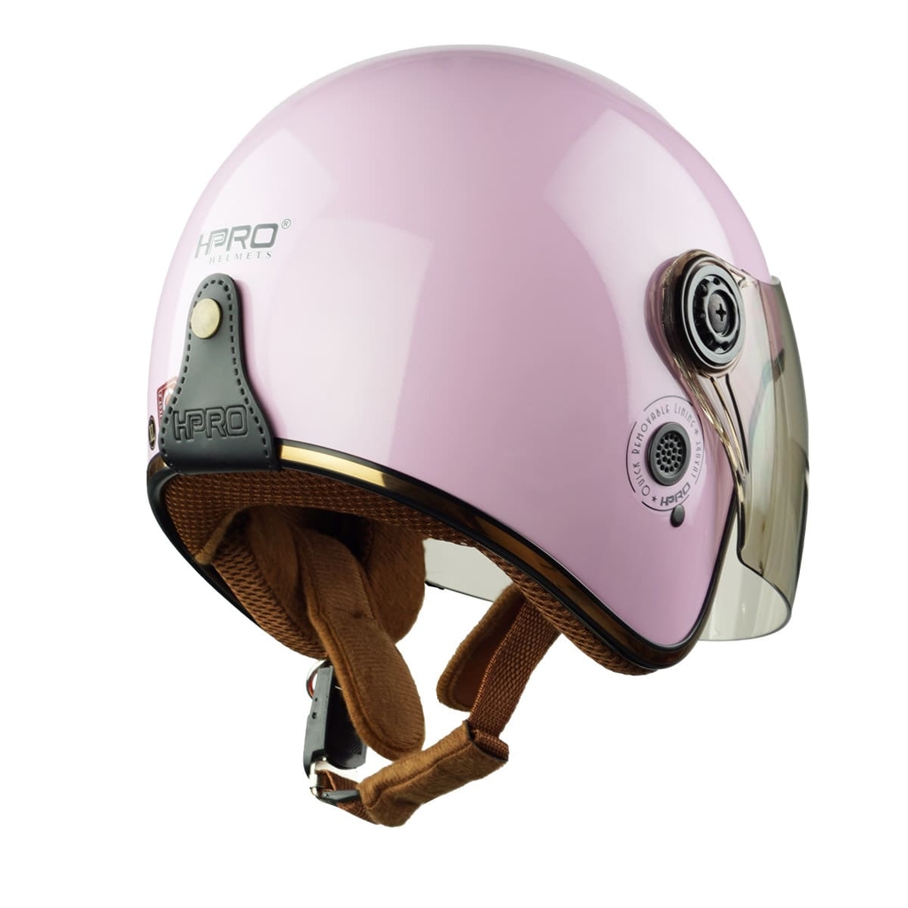 Mũ Bảo Hiểm 3/4 HP04K Có Kính – Màu Hồng Nhạt, Chính Hãng, Bảo Hành 24 Tháng