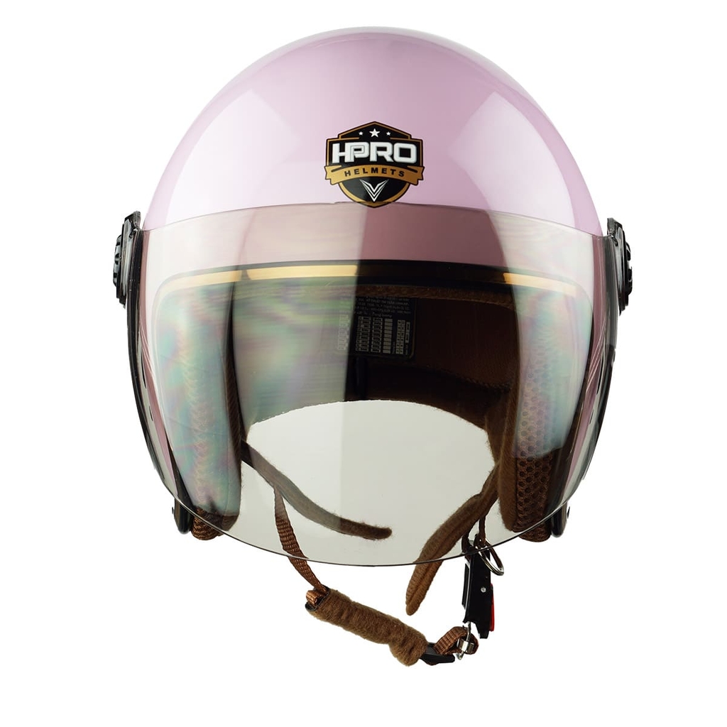 Mũ Bảo Hiểm 3/4 HP04K Có Kính – Màu Hồng Nhạt, Chính Hãng, Bảo Hành 24 Tháng