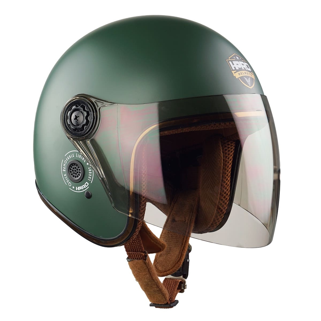 Mũ Bảo Hiểm 3/4 HP04K Có Kính – Màu Xanh Lính Nhám, Chính Hãng HPPRO